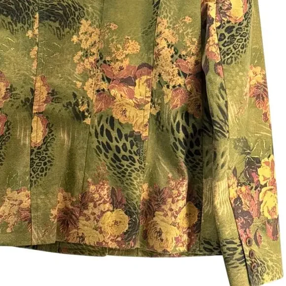Doncaster Vintage Tapestry Green Pink Floral Animal Jungle Blazer Jacket Women 4 - Picture 7 of 10